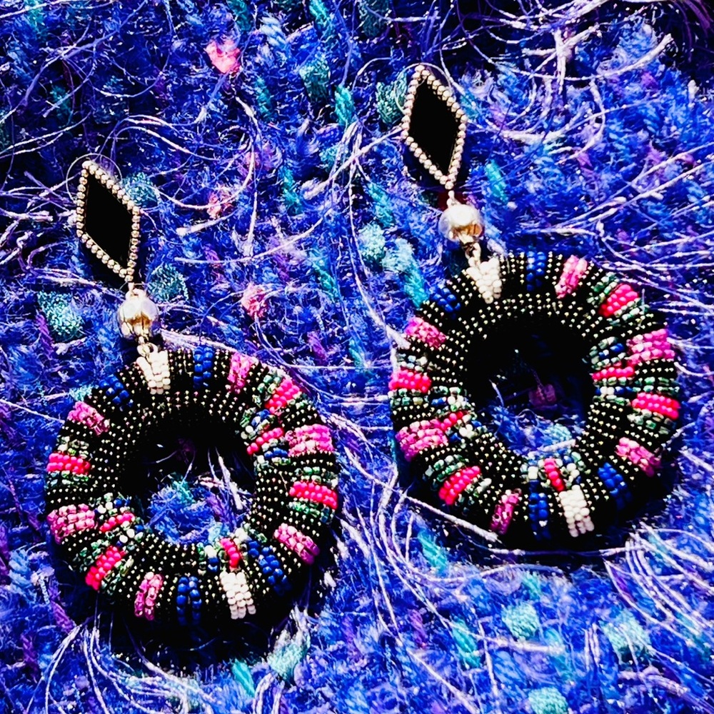 🌺🎉HP🎉🌺 NWT Isabel Marant Beaded Hoop Chandeliers - Picture 8 of 16